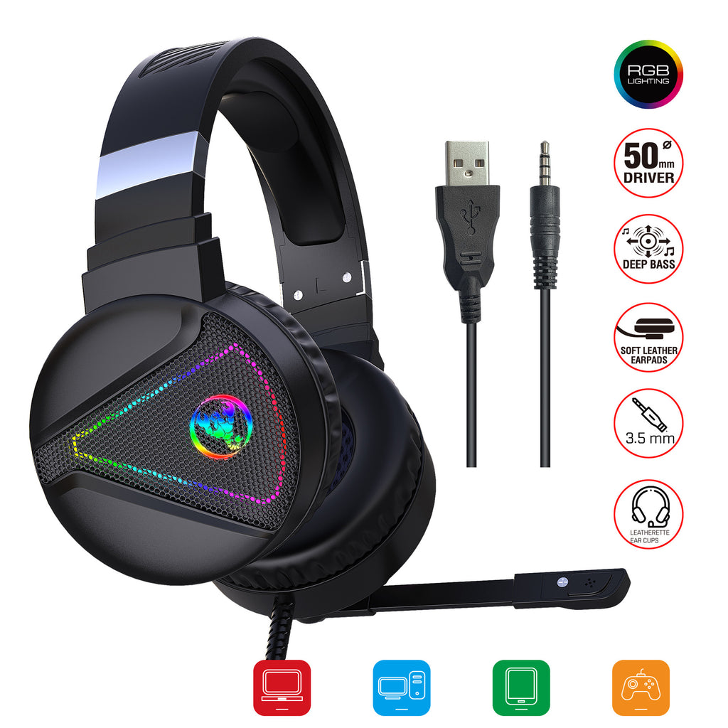 Cuffie Gaming RGB con Microfono | Headset Luminose in ABS per PC e Console