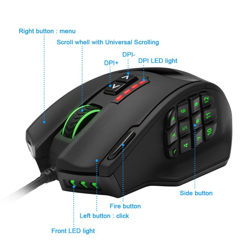 Mouse Gaming RGB 16.400 DPI | 12 Pulsanti Programmabili e 1.000 Hz Polling Rate