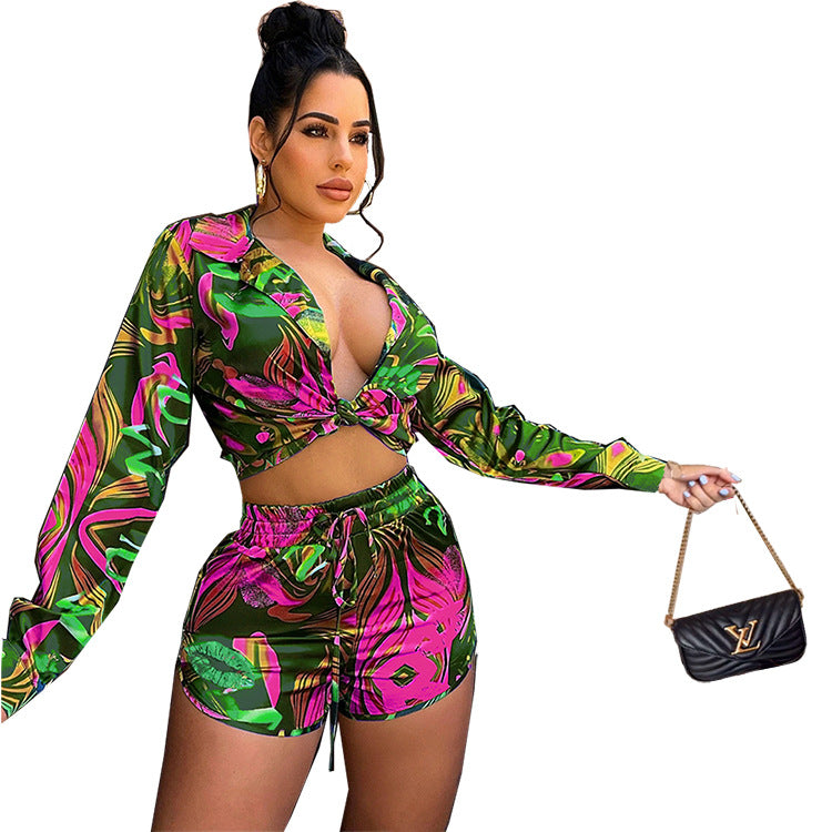 Set Estivo Donna Stampato – Camicia a Maniche Corte e Shorts Casual | Look Tropicale Chic