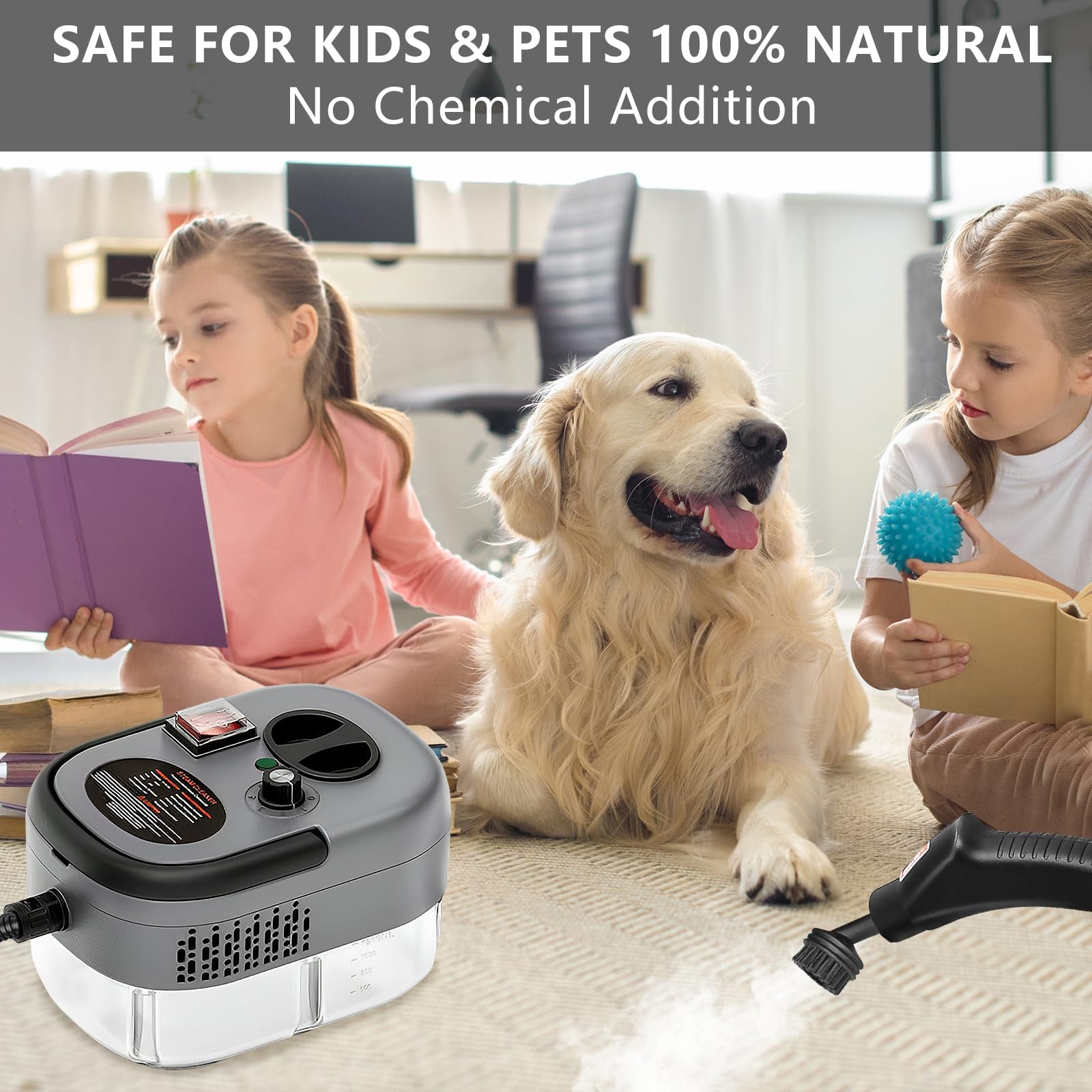 Pulitore a Vapore Portatile 2500W con 12 Accessori – Pulizia Profonda per Casa, Auto, Bagno e Cucina