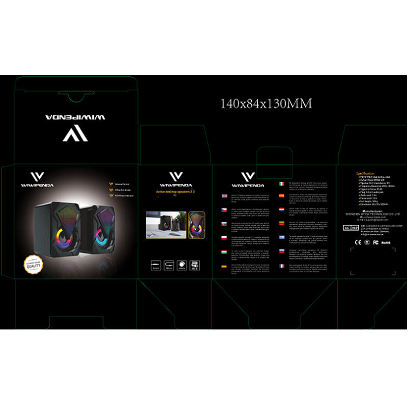 Altoparlanti RGB da Scrivania | Mini Speaker USB Extra Bass per PC e Laptop