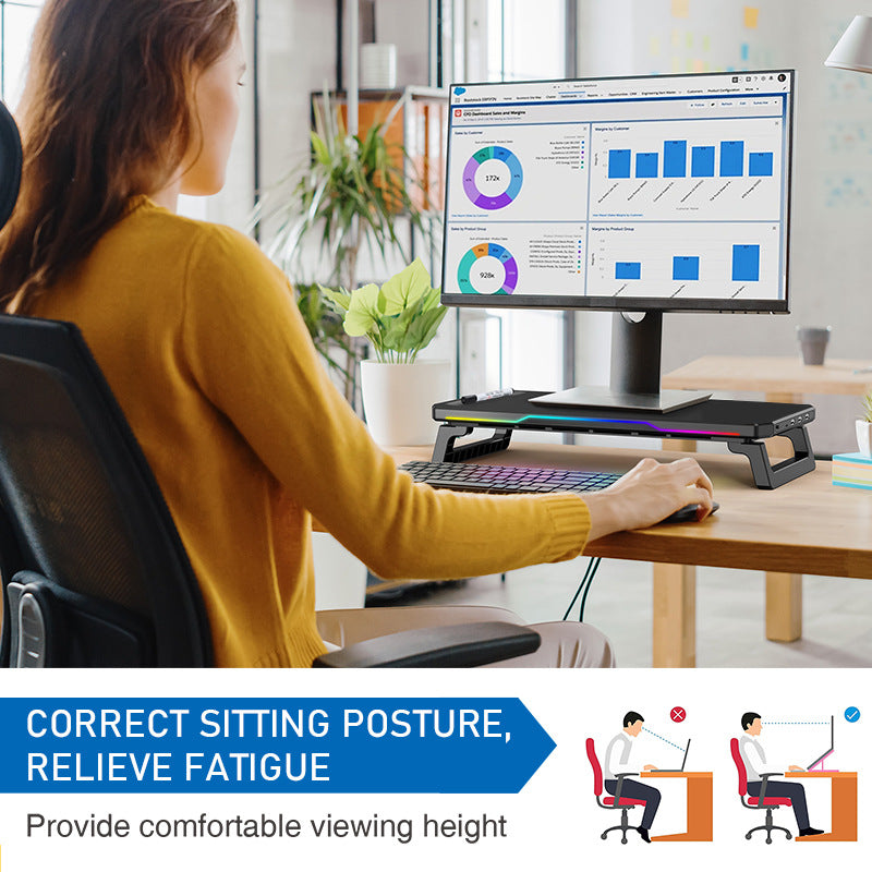 Stand RGB per Laptop e Monitor | Supporto Ergonomico con HUB USB