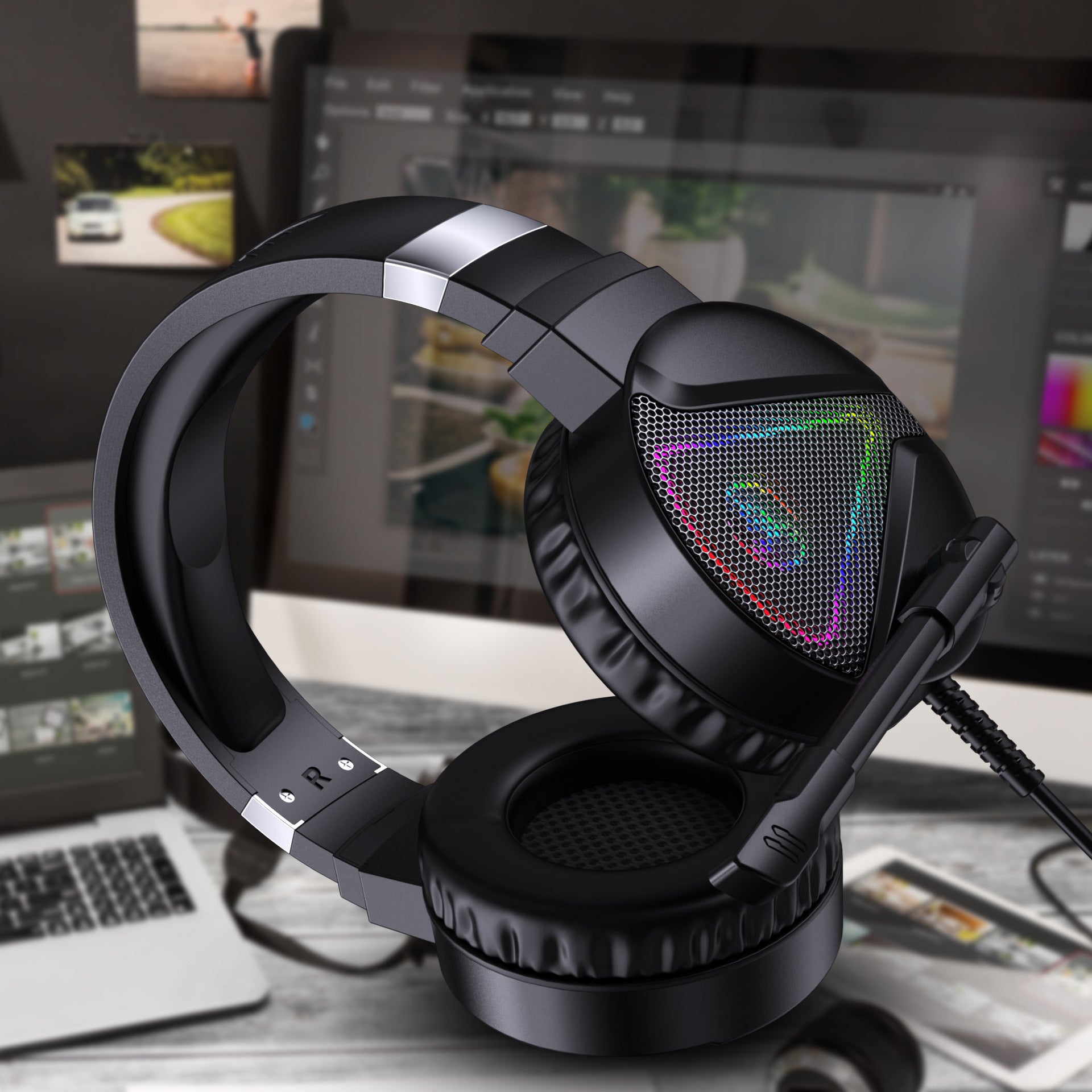 Cuffie Gaming RGB con Microfono | Headset Luminose in ABS per PC e Console