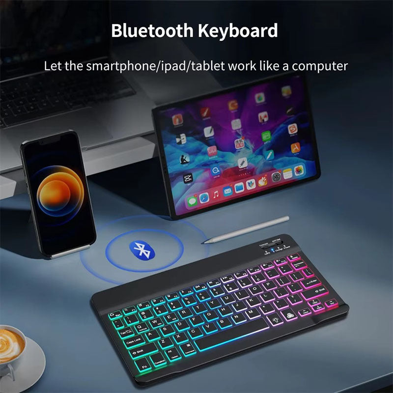 Tastiera Bluetooth RGB Wireless | Retroilluminazione Colorata per PC, Tablet e Smartphone
