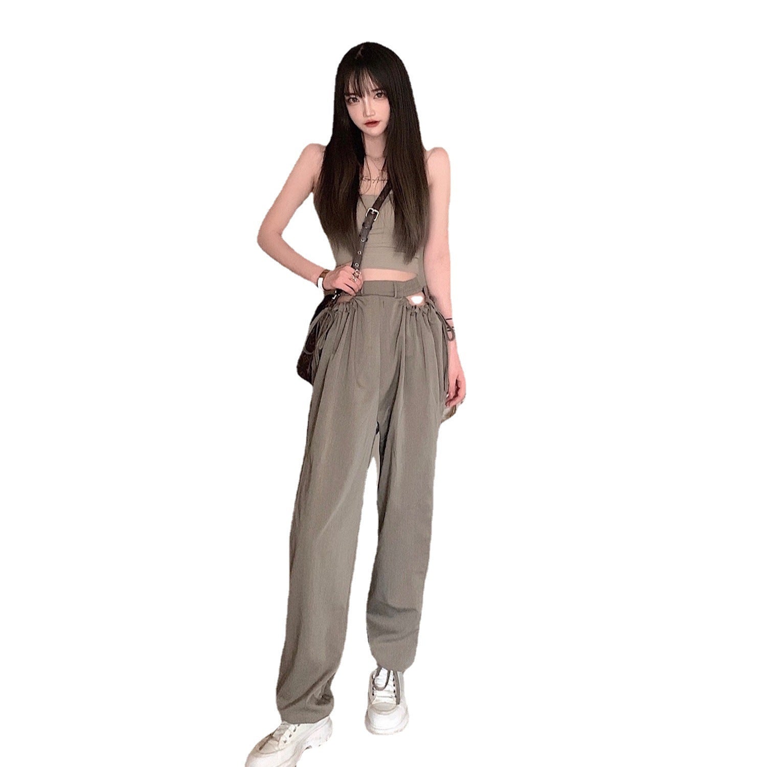 Pantaloni Donna Casual Eleganti – Pants Morbidi in Poliestere a Vita Alta