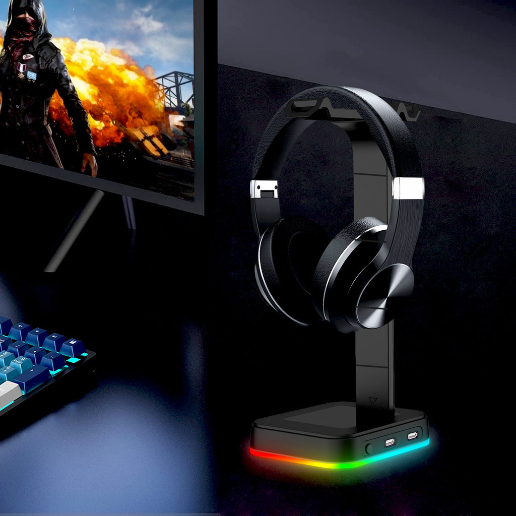 Supporto Cuffie RGB 2‑in‑1 con Porte USB | Stand da Gaming per Scrivania