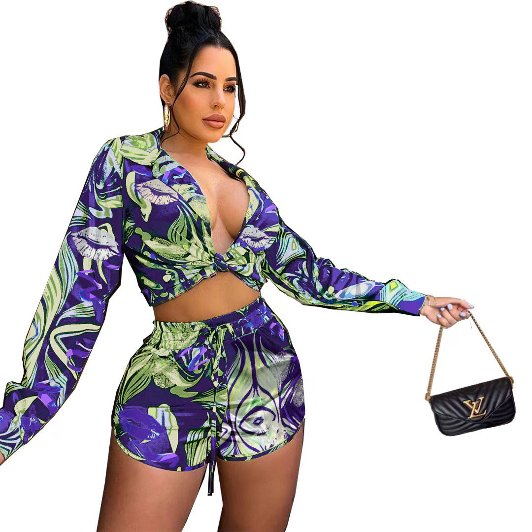 Set Estivo Donna Stampato – Camicia a Maniche Corte e Shorts Casual | Look Tropicale Chic