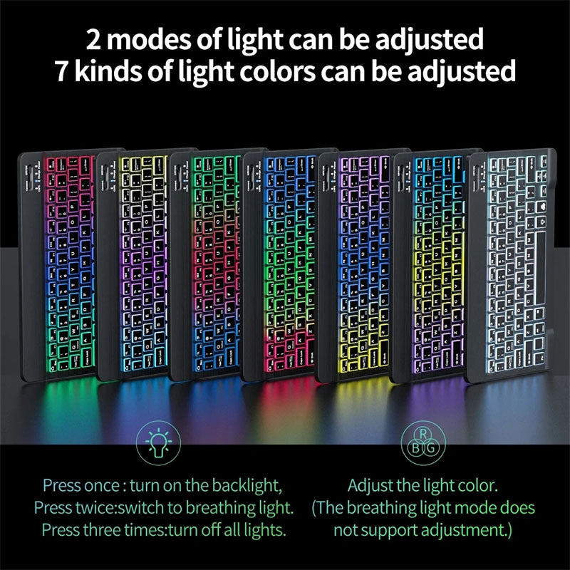 Tastiera Bluetooth RGB Wireless | Retroilluminazione Colorata per PC, Tablet e Smartphone