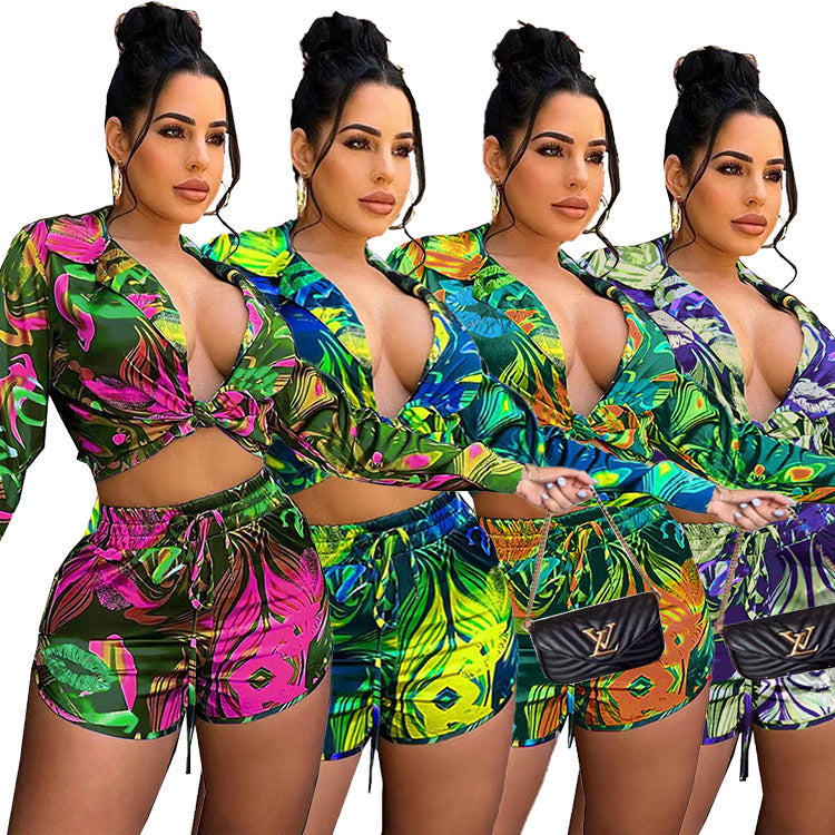 Set Estivo Donna Stampato – Camicia a Maniche Corte e Shorts Casual | Look Tropicale Chic