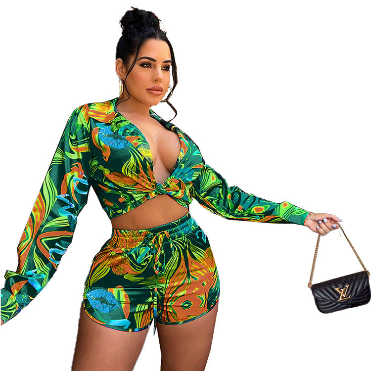 Set Estivo Donna Stampato – Camicia a Maniche Corte e Shorts Casual | Look Tropicale Chic