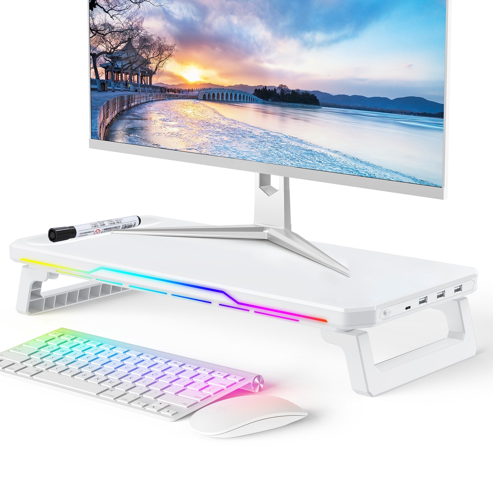 Stand RGB per Laptop e Monitor | Supporto Ergonomico con HUB USB