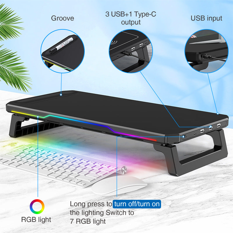 Stand RGB per Laptop e Monitor | Supporto Ergonomico con HUB USB
