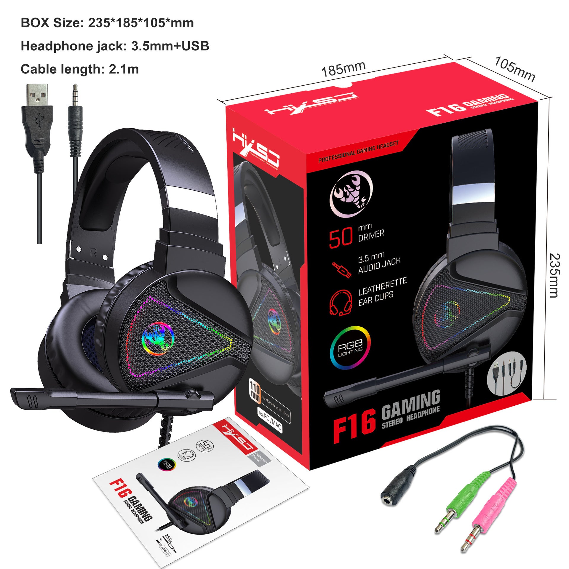 Cuffie Gaming RGB con Microfono | Headset Luminose in ABS per PC e Console