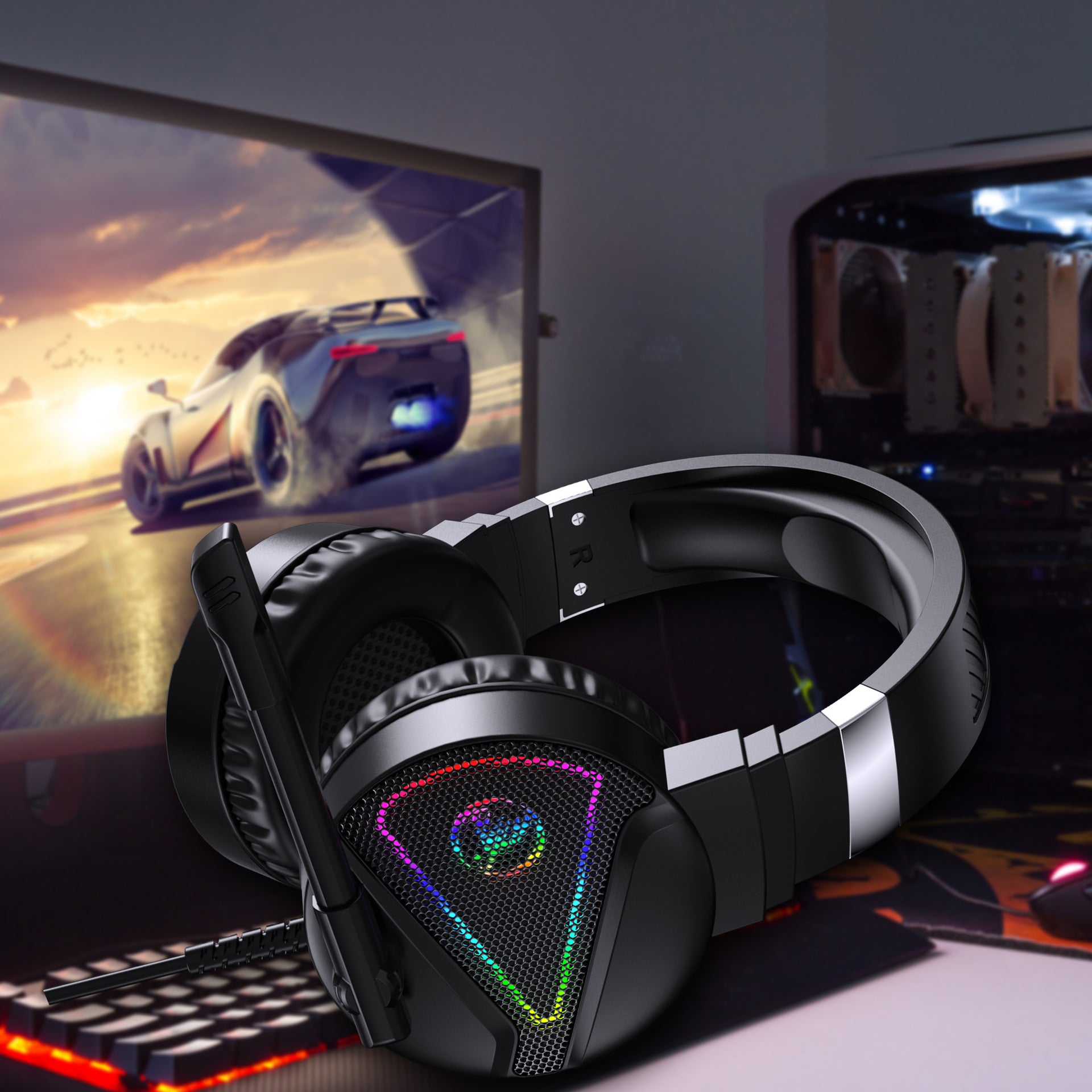 Cuffie Gaming RGB con Microfono | Headset Luminose in ABS per PC e Console