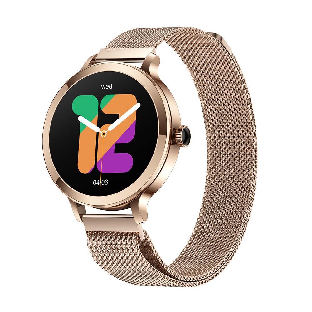 Smartwatch Donna AMOLED con Chiamate Bluetooth, Monitor Salute e Cinturino in Acciaio